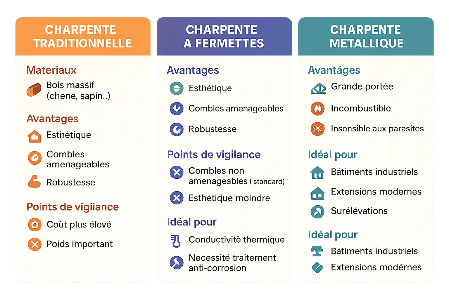 Comparaison des solutions de charpente