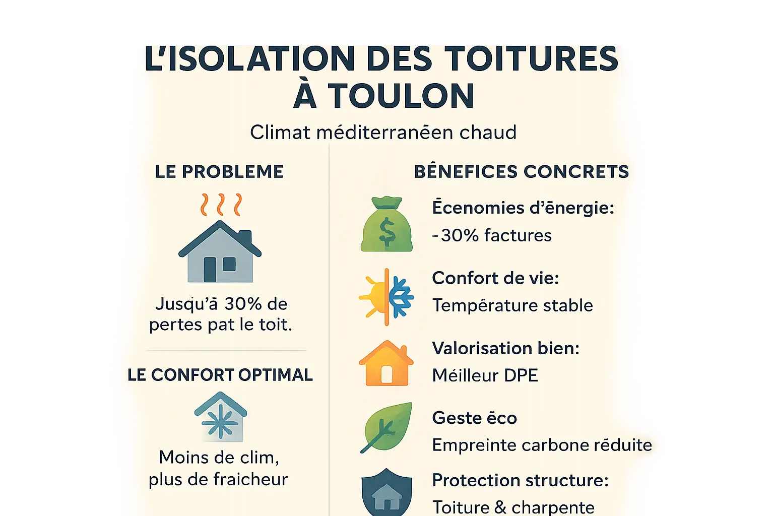Illustration des bénéfices de l'isolation thermique des toitures à Toulon
