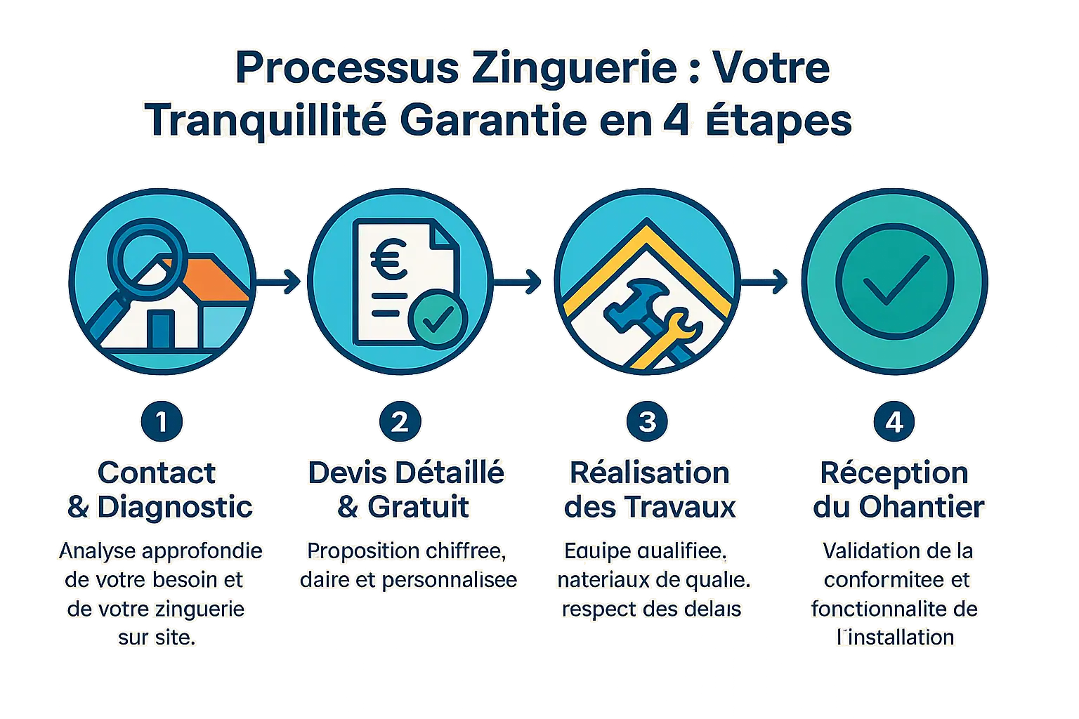 Processus de zinguerie en 4 étapes simples