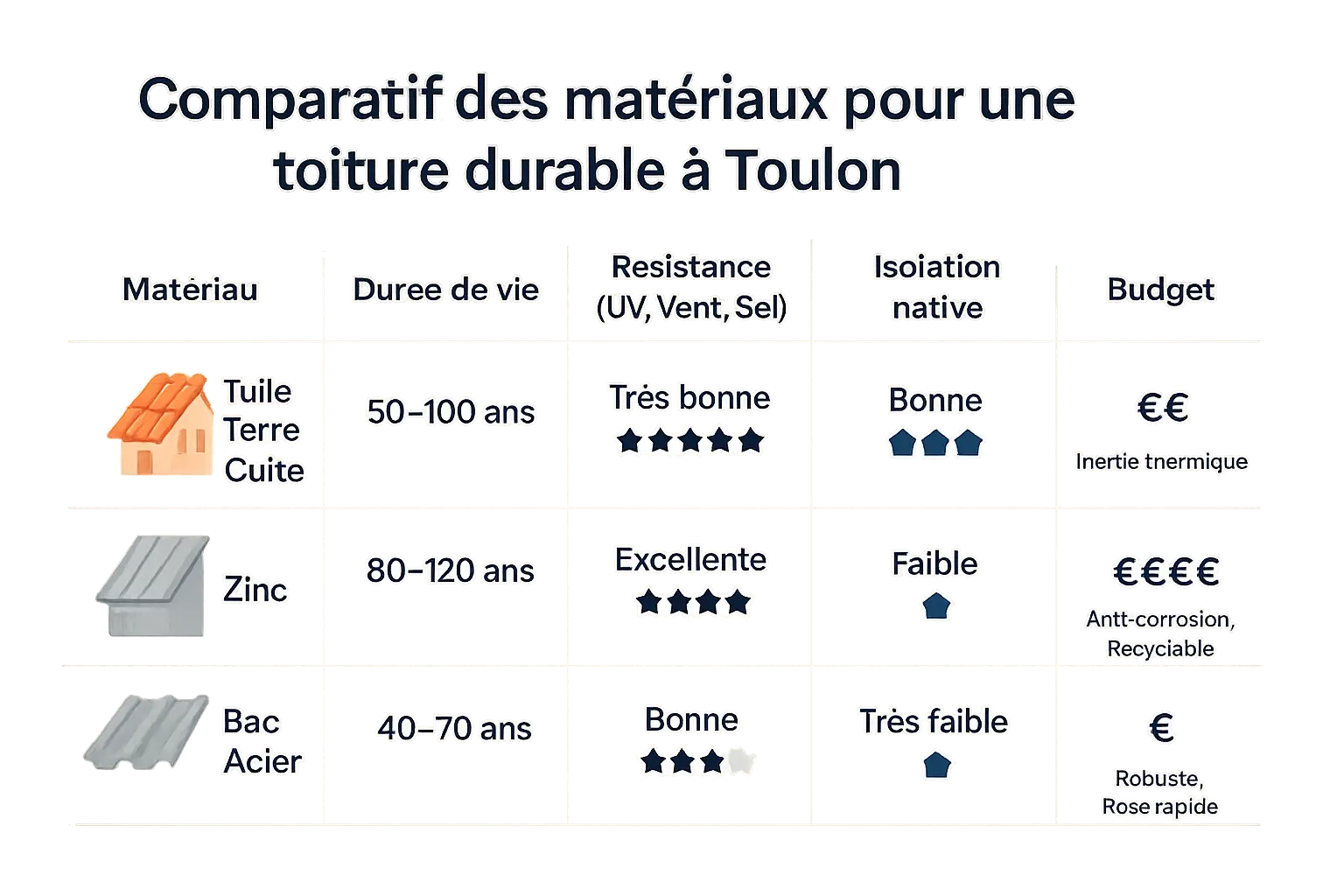 Illustration des matériaux de toiture adaptés au climat méditerranéen